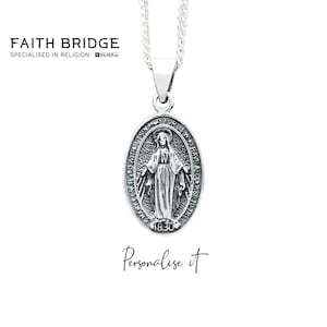 Personalised Virgin Mary Pendant Necklace, Holy Mother Pendant, The Madonna Necklace, Religious Gift, Gift for her - FAITHBRIDGE