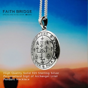 Siegel des Erzengels Uriel Anhänger, Silber Sigil des Erzengels Uriel Anhänger Halskette, Schutzamulett Anhänger, Geburtstagsgeschenk-FAITHBRIDGE