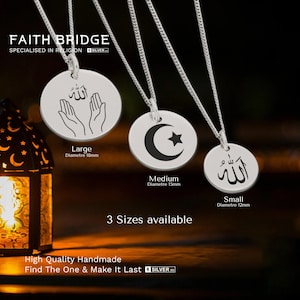 Personalisierte Sterling Silber Islamische Halskette: Allah, Dua, Stern, Halbmond - Black Friday Geschenk
