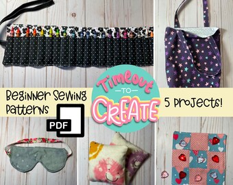 PDF Beginner Sewing Patterns Bundle Set 1- Easy Sewing Patterns for Girls - Learning to Sew -Printable Sewing Patterns