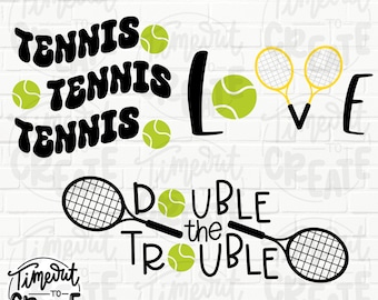 Lot tennis SVG, amour tennis SVG, tennis double SVG