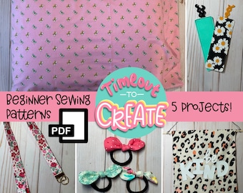 PDF Beginner Sewing Patterns Bundle Set 1- Easy Sewing Patterns for Girls - Learning to Sew - Printable Sewing Patterns