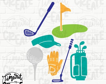 Golf SVG, Golf PNG, Golf Equipment Cut Files for Crafters