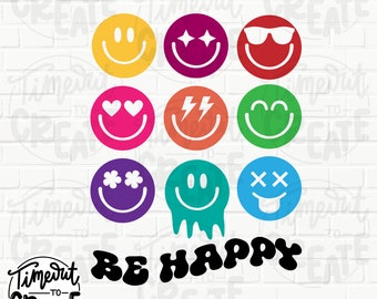 Smiley Face SVG, Smiley SVG bundle, Be Happy SVG