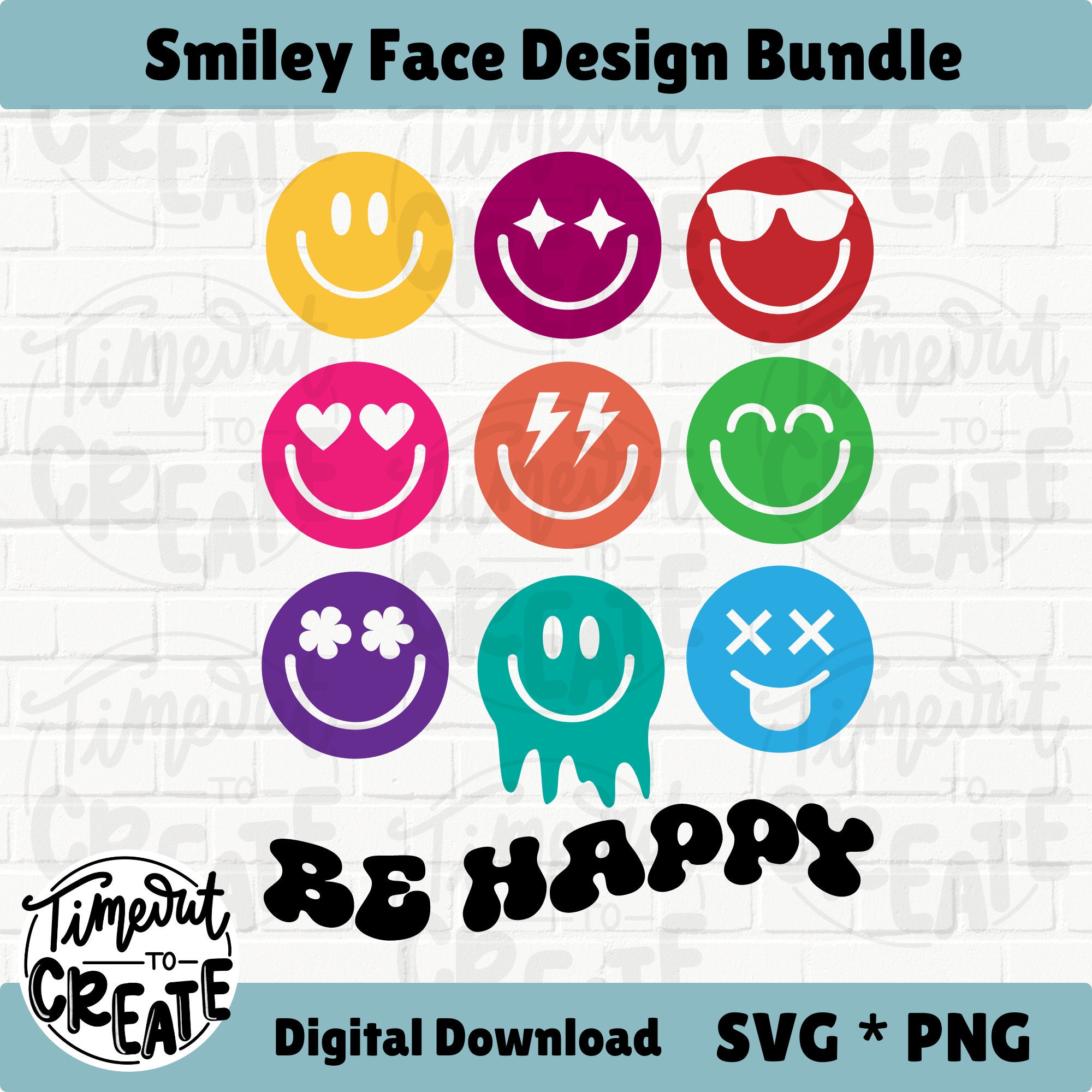 Smiley Face SVG, Smiley SVG Bundle, Be Happy SVG - Etsy