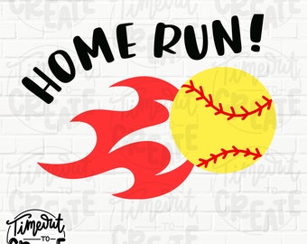 Softball SVG/ PNG, Home Run SVG: Designs for Crafting, Cricut, Silhouette, softball design