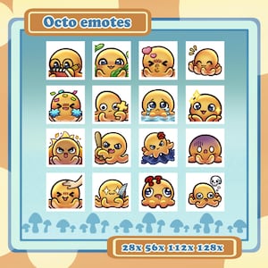Cute Octo Emote&#39;s Package | Twitch / Discord / YouTube
