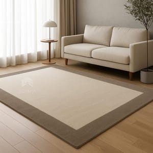Modern Tufted , Contemporary Wool Area Rug in Light brown border , Kids room , Bed Room, Living Room , Hallway rug , 8x10 , 9x12 , 10x14 .
