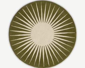 Vaserely Round Rug Handmade Tufted Modern Style Wool Area Rug Living Room Bed Room, Personalized Gifts