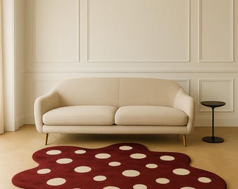 Contemporary Polka Dot Hand Tufted Wool Area Rug for Kids room , Bed Room, Living Room , Hallway rug,  8x10 , 9x12 , 10x14 , Large Rugs .