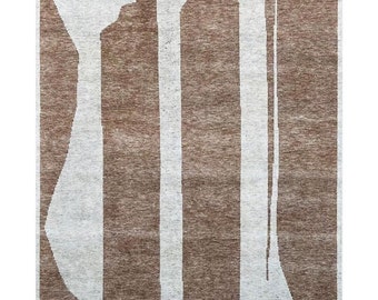 Modern Abstract Handknotted  rug made in Naturl Wool Area Rug Carpet for Home Decor, Personalized Gift, Hallway