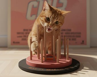 Bite Club Chew Toy for Cats, Retro Wooden Cat Enrichment Toy, Funny Cat Chewing Furniture, Personalized Gift for Cat Lovers