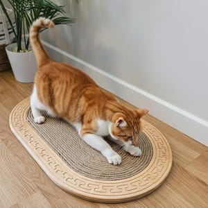 Luxury Wooden Scratching Board for Cats, Furniture Saver Scratch Post, Wall & Floor Scratcher Teak