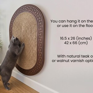 Luxury Wooden Scratching Board for Cats, Furniture Saver Scratch Post, Wall & Floor Scratcher Walnut
