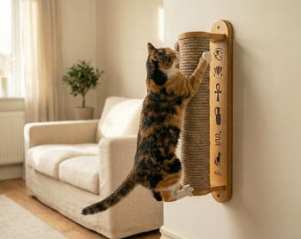 Wall Mounted Cat Scratcher, Natural Rope, Modern Cat Furniture