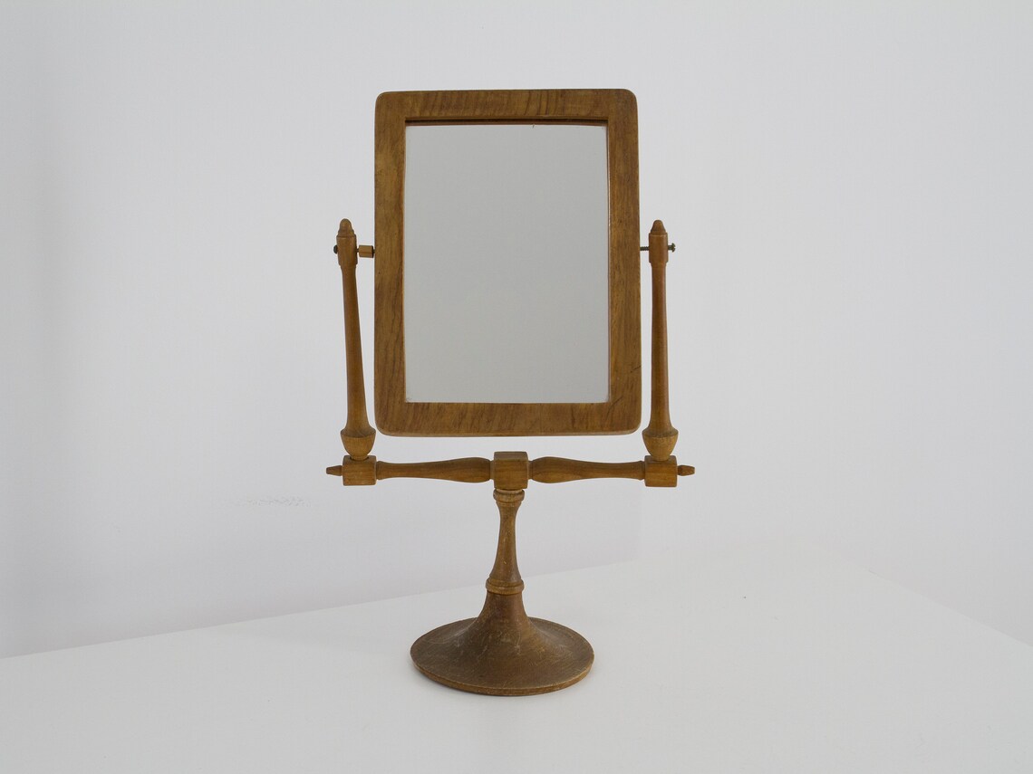 Antique Wooden Shaving Mirror Rectangular Vanity Mirror Etsy