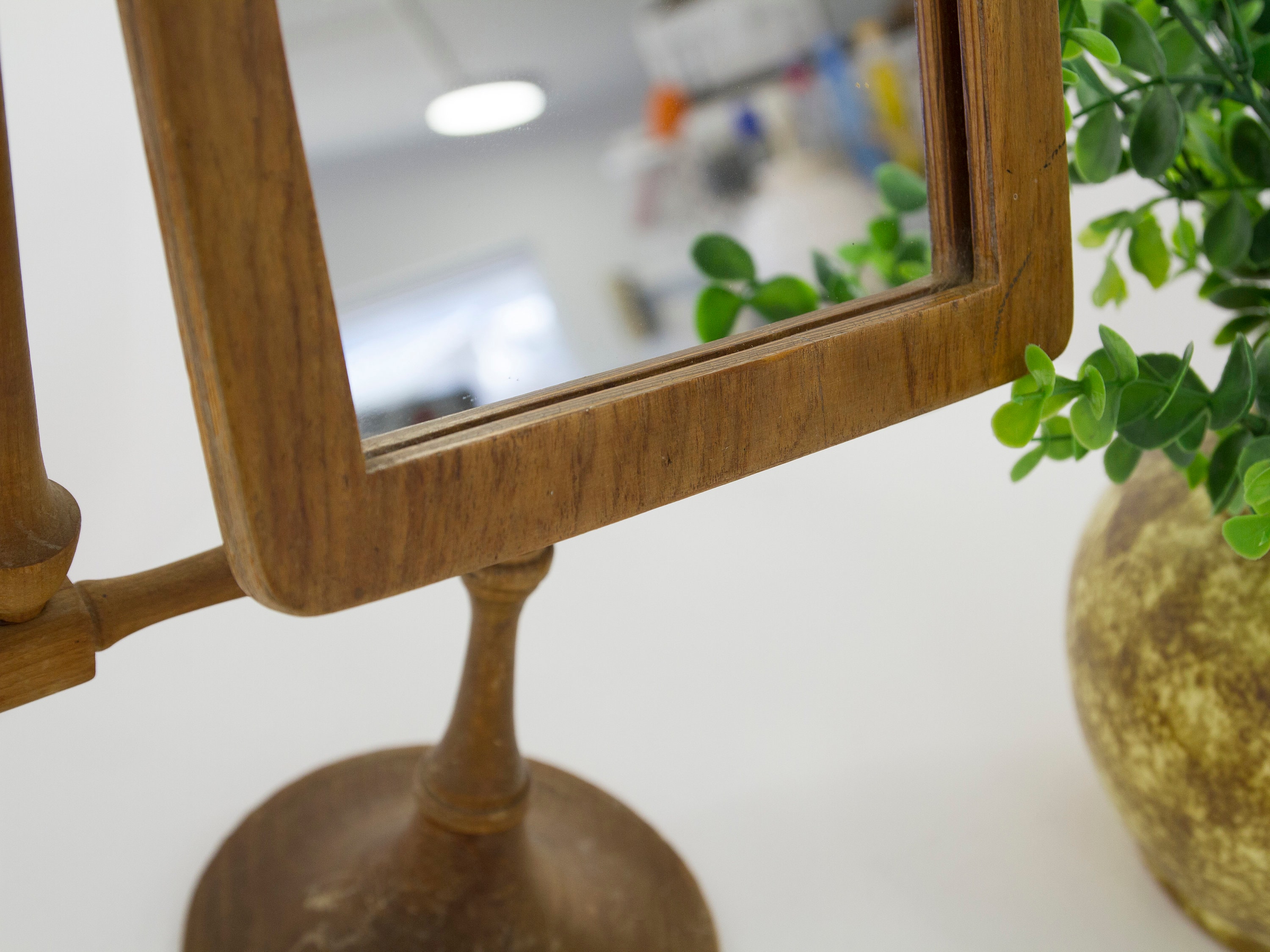 Antique Wooden Shaving Mirror Rectangular Vanity Mirror Etsy