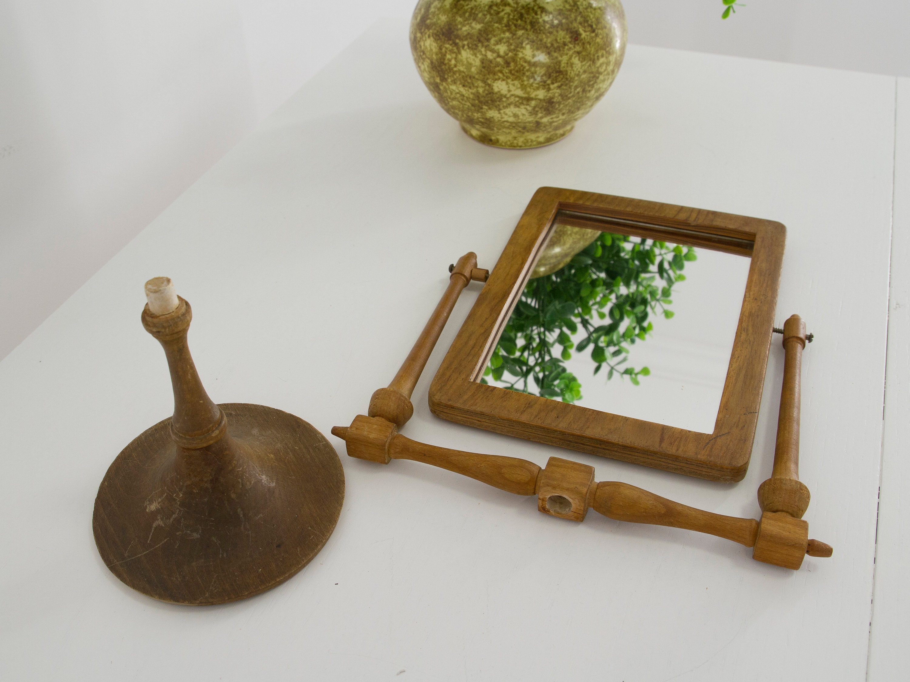 Antique Wooden Shaving Mirror Rectangular Vanity Mirror Etsy