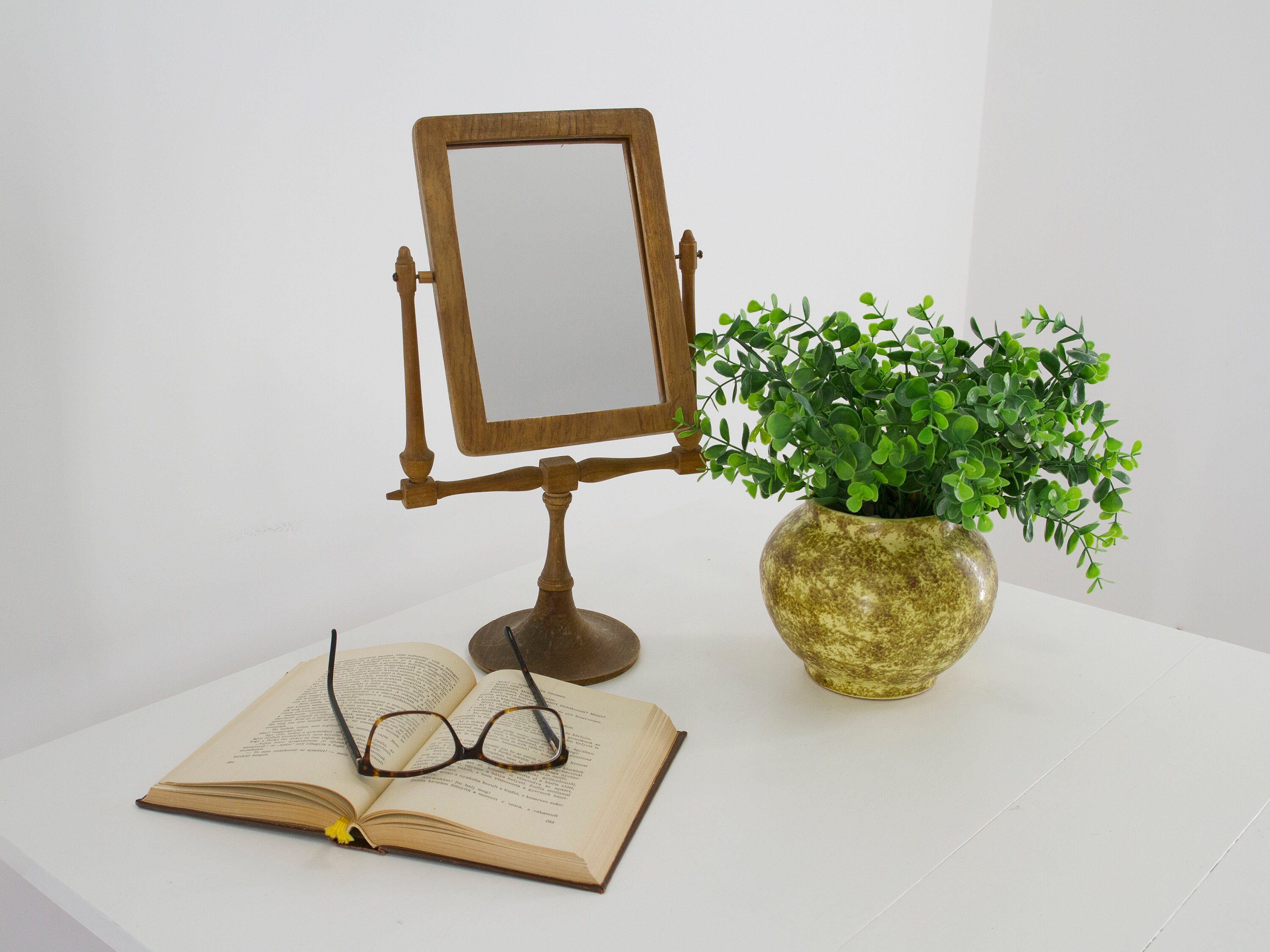 Antique Wooden Shaving Mirror Rectangular Vanity Mirror Etsy