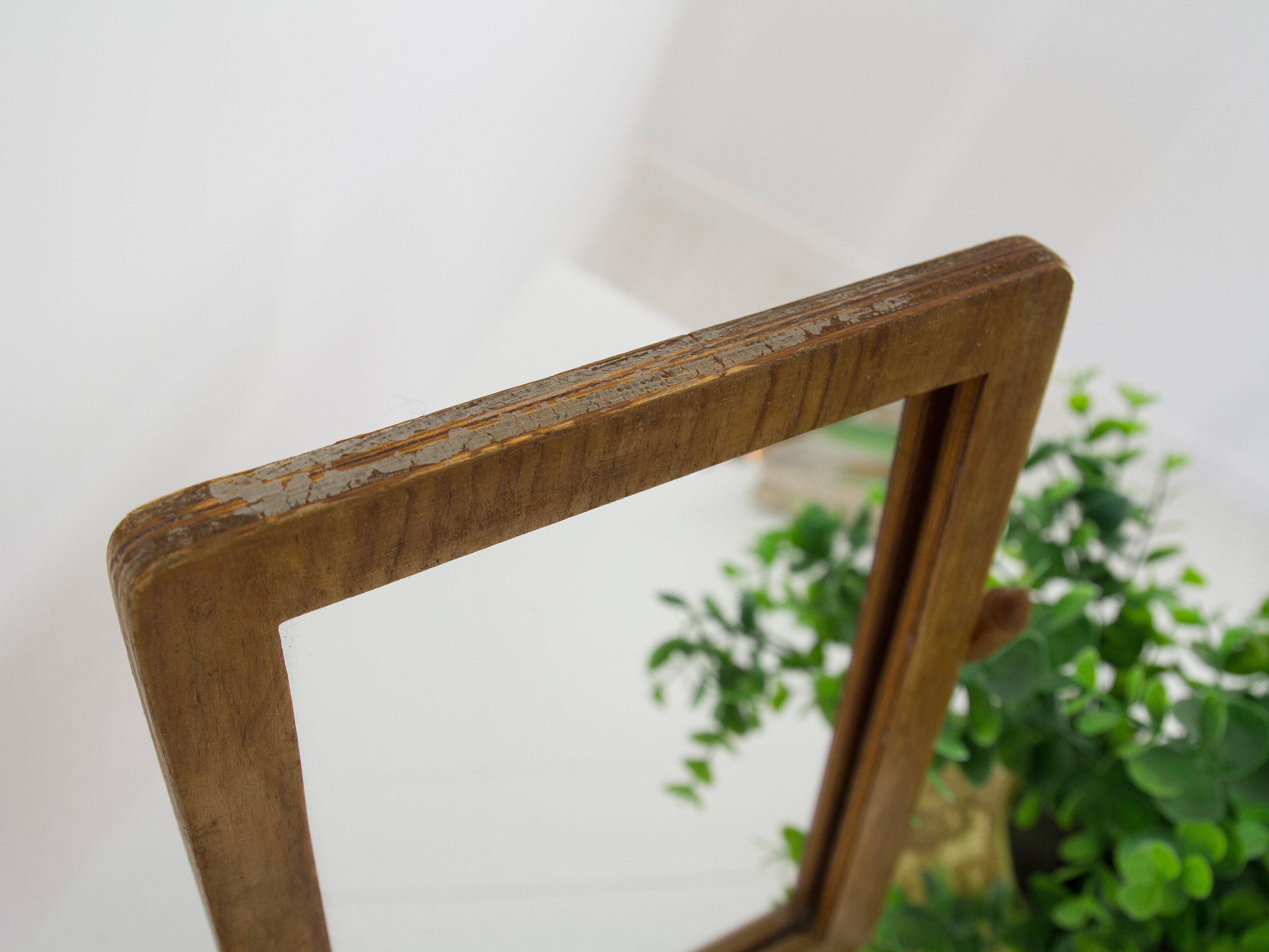 Antique Wooden Shaving Mirror Rectangular Vanity Mirror Etsy