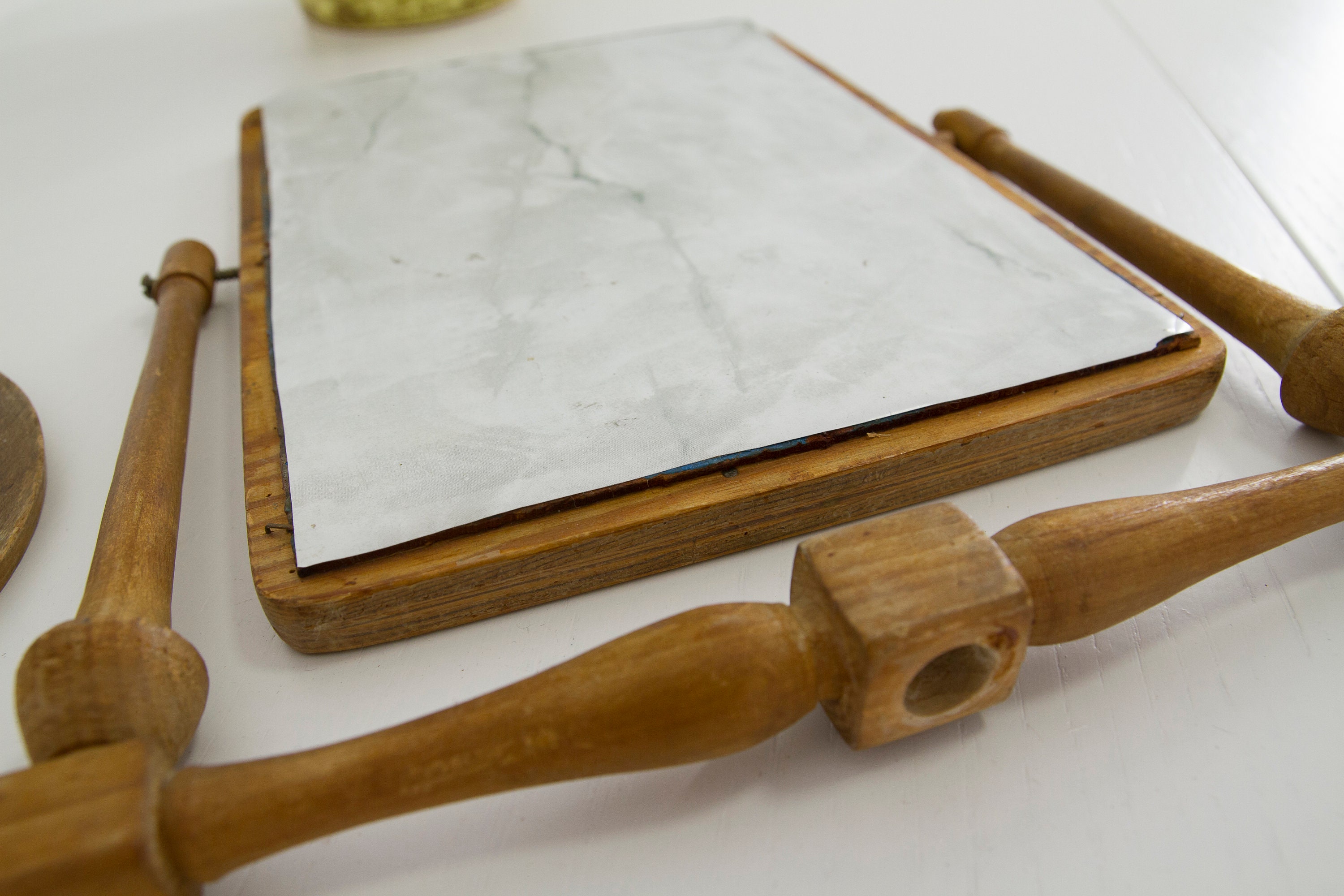 Antique Wooden Shaving Mirror Rectangular Vanity Mirror Etsy