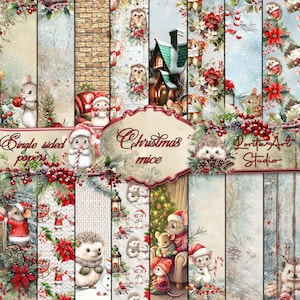 Christmas Mice Scrapbook Paper Pad 8x8&#39;&#39;