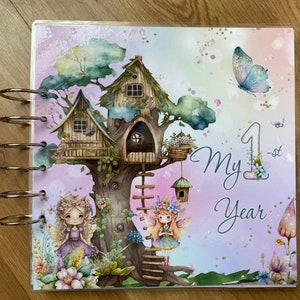 Personalised  First Year Baby  Memory Book, Baby Girl Journal Laminated Cover