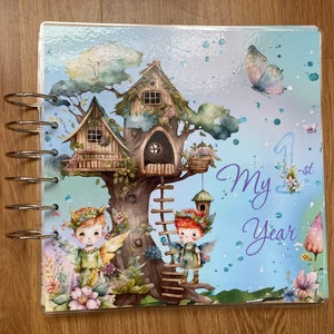 Personalised  First Year Baby  Memory Book, Baby Boy Journal Laminated Cover
