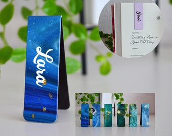 Magnet Lesezeichen | personalisiert | Name | Geschenkidee | Farbverlauf blau grün