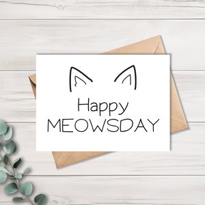 Geburtstagskarte | mit Kraftpapier Umschlag | Happy Meowsday | Postkarte | Karte Katze | 10,5 x 14,8 cm | matt | Geschenkidee