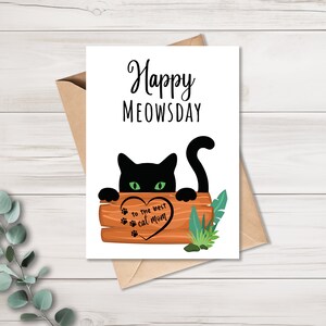 Geburtstagskarte | mit Kraftpapier Umschlag | Happy Meowsday | Postkarte | Katze Karte | 10,5 x 14,8 cm | matt | Geschenkidee