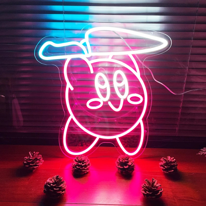 Kirby Anime Neon Sign, Kawaii Anime Kirby Led Neon Sign Light for Kids