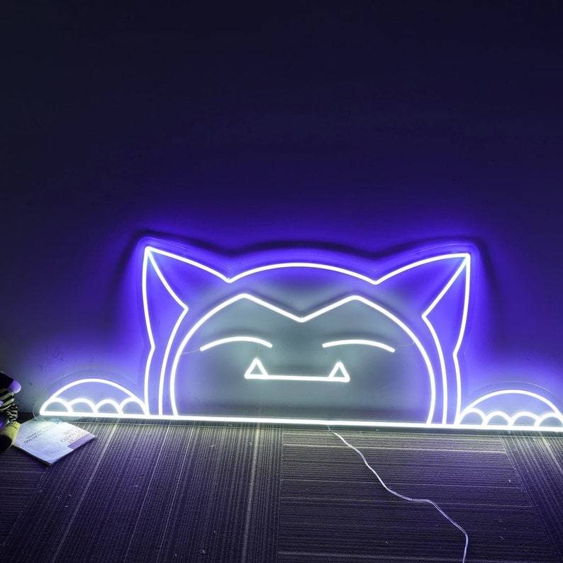 Snorlax Neon Sign Kawaii Anime Snorlax Led Neon Sign Light - Etsy