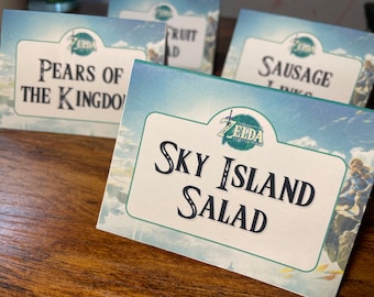 Editable Zelda Tears of the Kingdom Food Tent Snack Labels or Name Cards for Zelda Birthday Party - Customize with Canva - Instant Download
