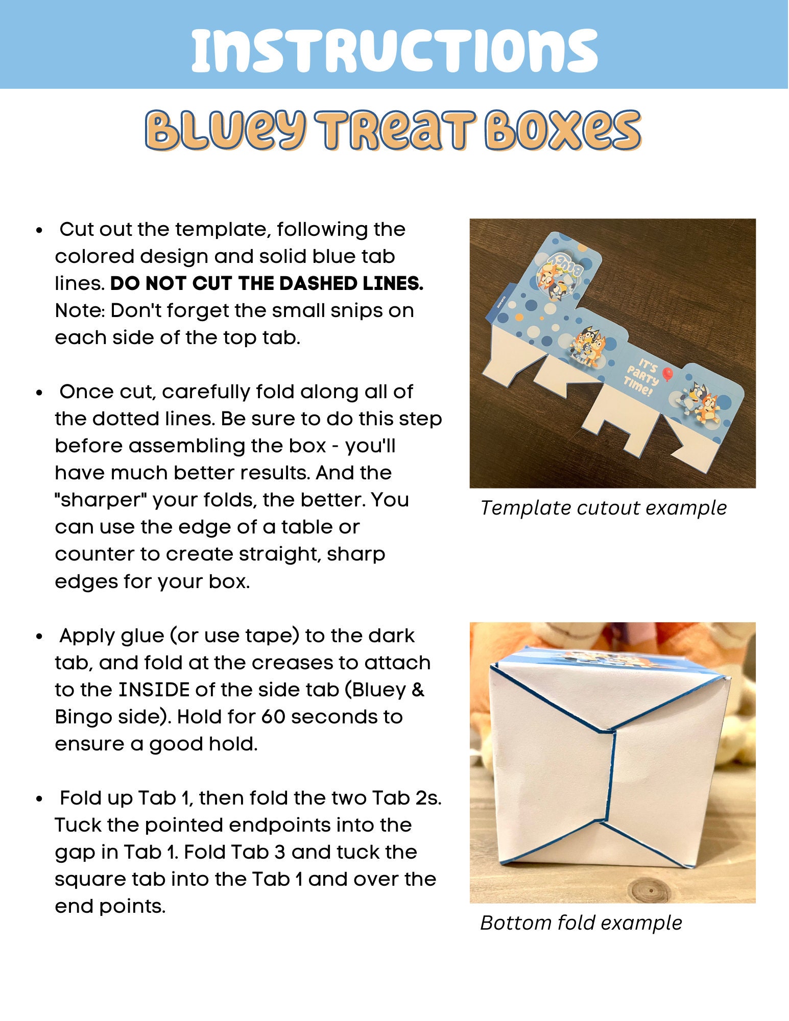 Personnalisé Bluey Printable DIY Party Favor Treat Boxes pour Blue