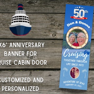 Personalized Anniversary Banner for Cruise Cabin Door - Cruise Door Decor - Cruise Ship Banner