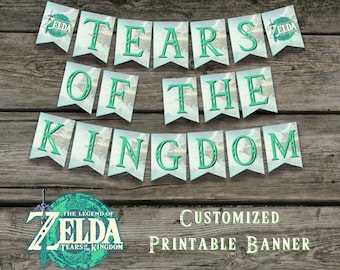 Zelda Tears of the Kingdom Birthday Party Banner - Personalized Printable  - Customized DIY Print at Home