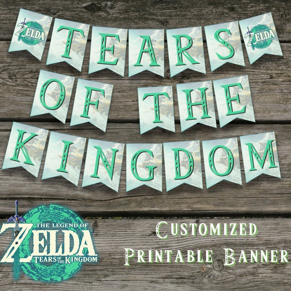 Zelda Tears of the Kingdom Geburtstagsparty Banner - Personalisiert bedruckbar - Individueller DIY Print zu Hause