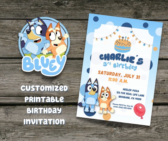 FREE Invitations) Bluey Birthday Invitations + Party Ideas  Download  Hundreds FREE PRINTABLE Birthday Invitation Templates