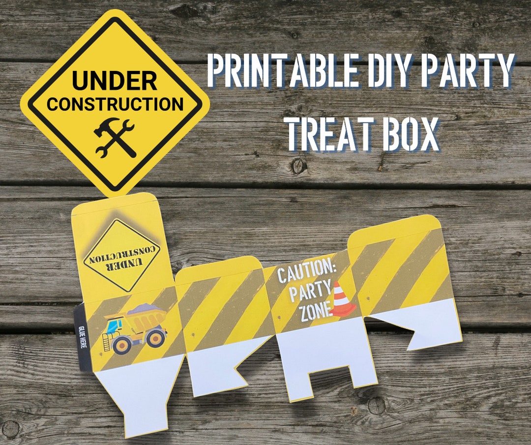 Friday Pack Example Construction Construction Party Printable DIY Party Favor Treat Boxes for ...
