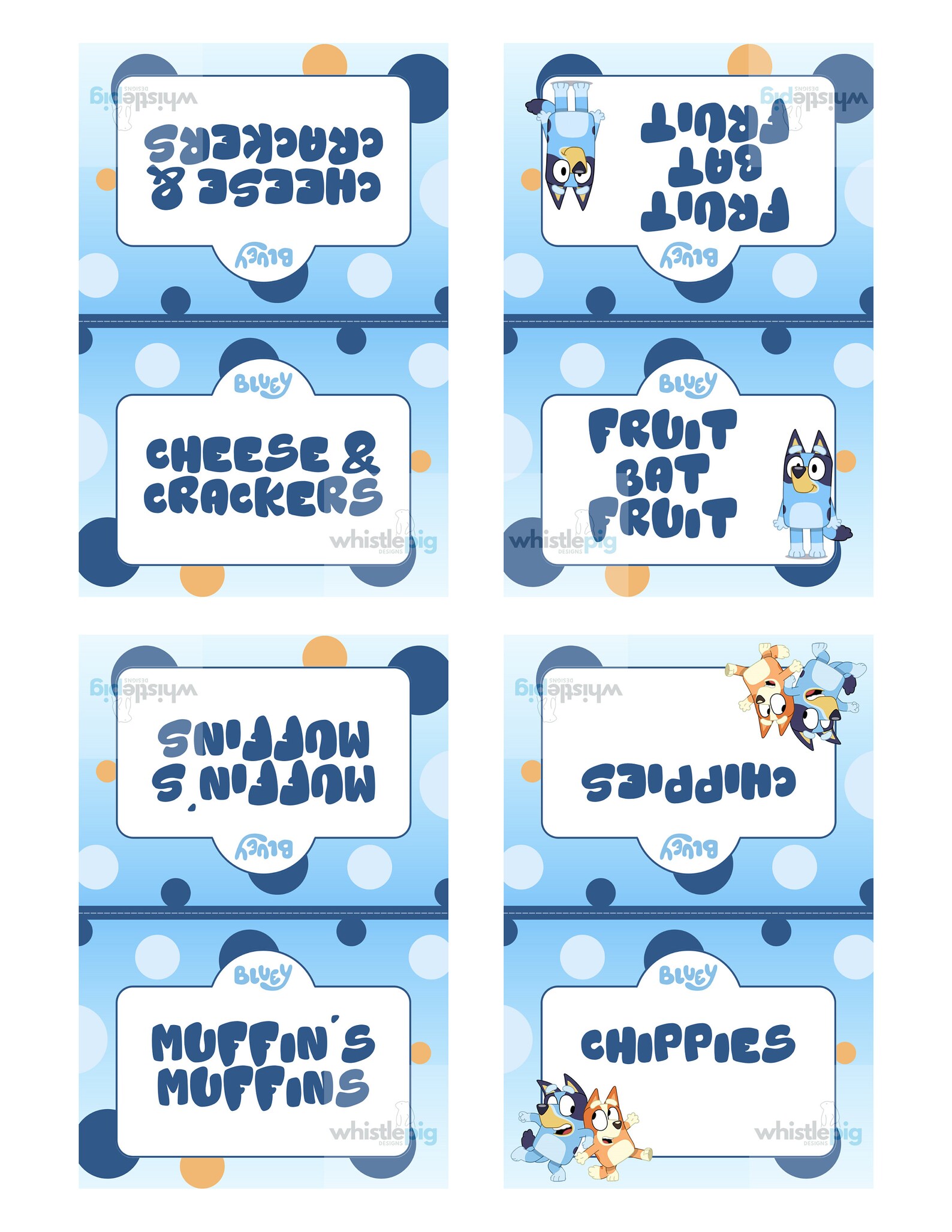 Editable Bluey Food Tent Snack Labels for Blue Heeler Birthday - Etsy ...
