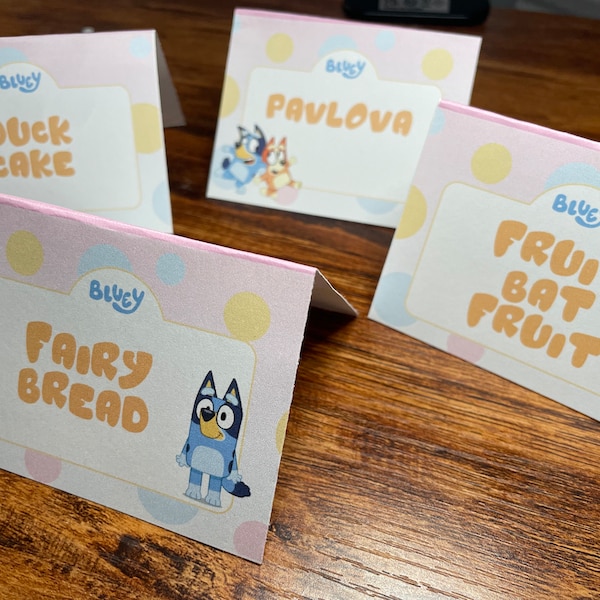 Editable Bluey Food Tent Snack Labels for Pink Bluey Birthday Party Ideas for Girl Boy - Customize with Canva - Instant Download