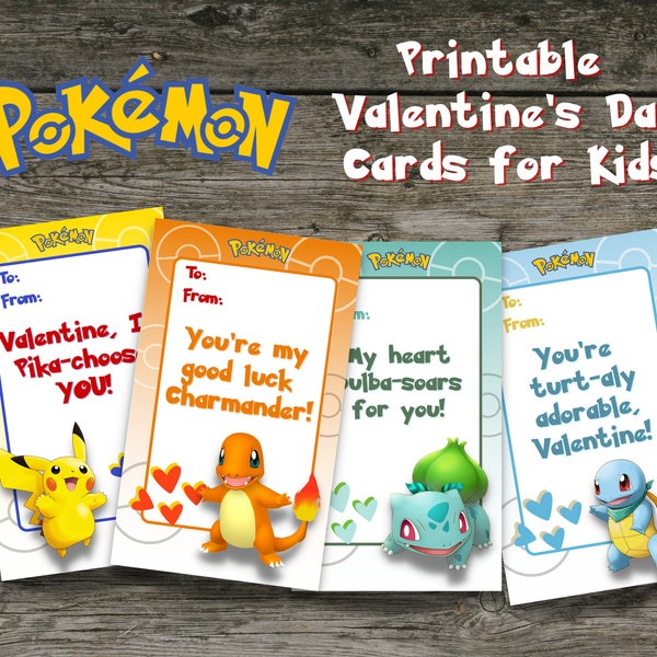 Pokémon Printable Valentine's Day Cards for Kids Classroom Exchange