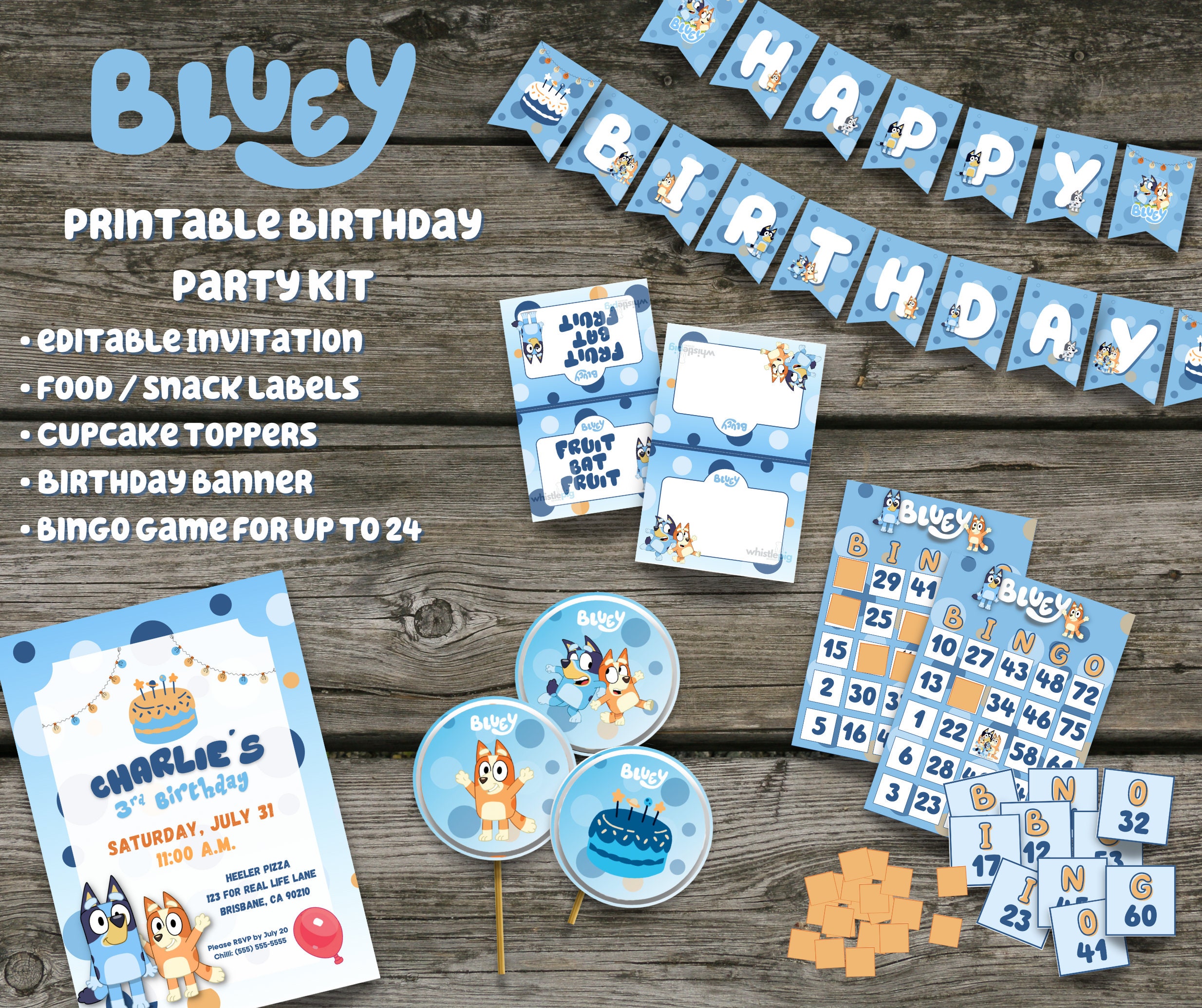 Complete Editable Bluey Party Kit