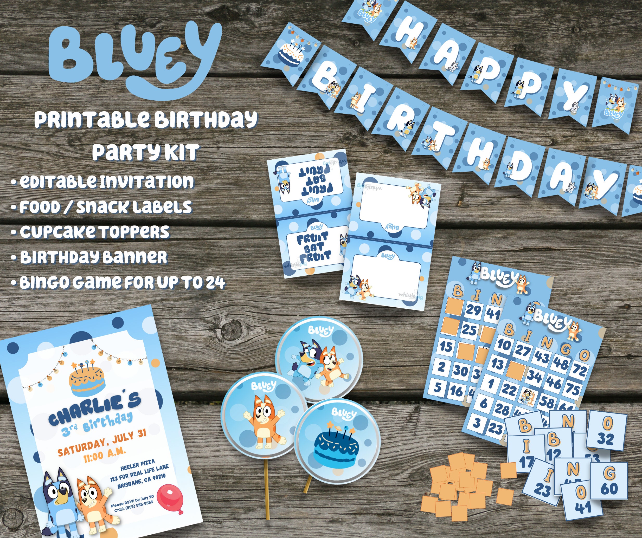 Customized Bluey Birthday Banner and Posters Bluey Birthday Decorations  Bluey Party Canva Template Boys and Girls Birthday 