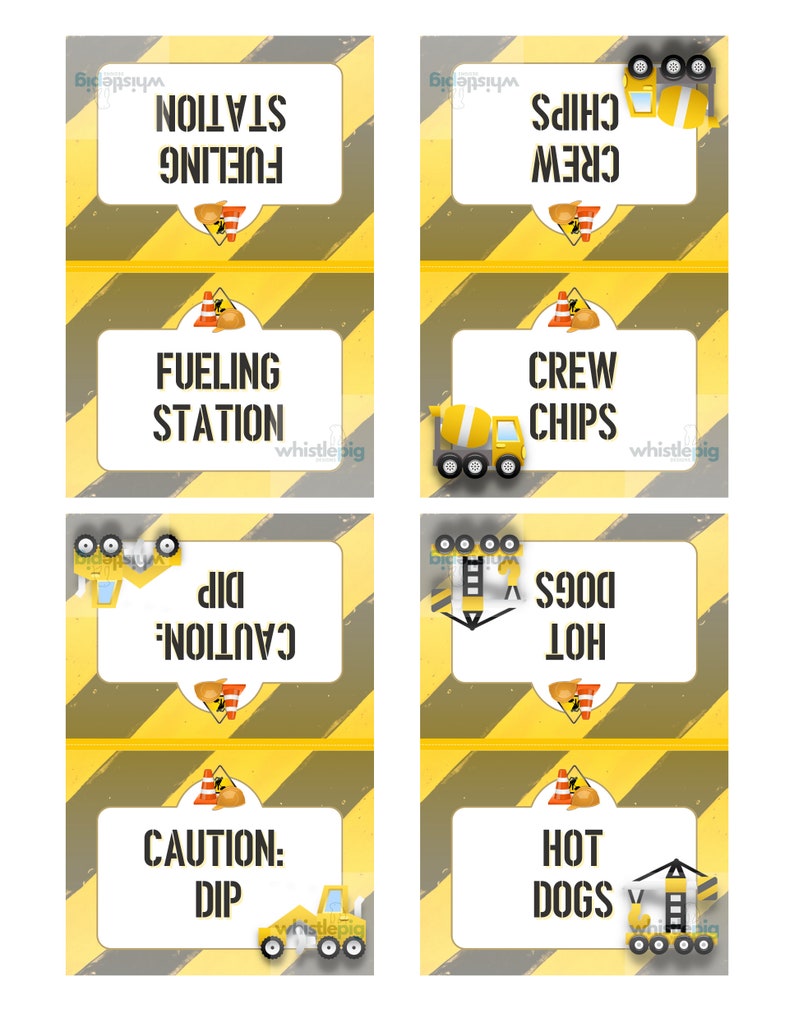 Construction Party Printable Food Tent Snack Labels for Etsy
