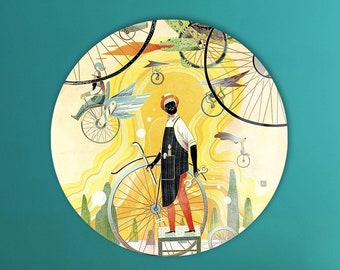 Abstract Bicycle Canvas Art: Whimsical Cycling Print