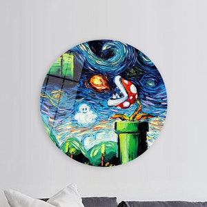 Gift for Her, Large Canvas, Mario World Poster, Wall Art, Van Gogh Starry Night, Canvas, Printable Wall Art, Wall Hangings, Christmas Gifts,