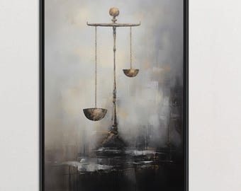 Golden Scales of Justice Canvas Art, Luxury Law Office Decor, Balance ...