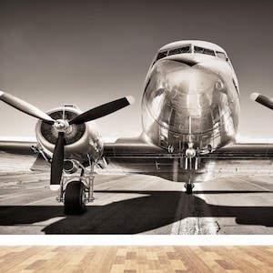 Peel And Stick Wallpaper, Wallpaper Panels, Wallpaper Border, Gift Wallpaper, Airplane Photo Mural, Plane Lover Paper Art, Man Cave Decor,